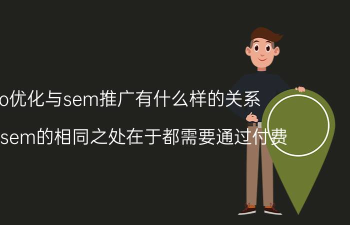 seo优化与sem推广有什么样的关系 seo和sem的相同之处在于都需要通过付费？